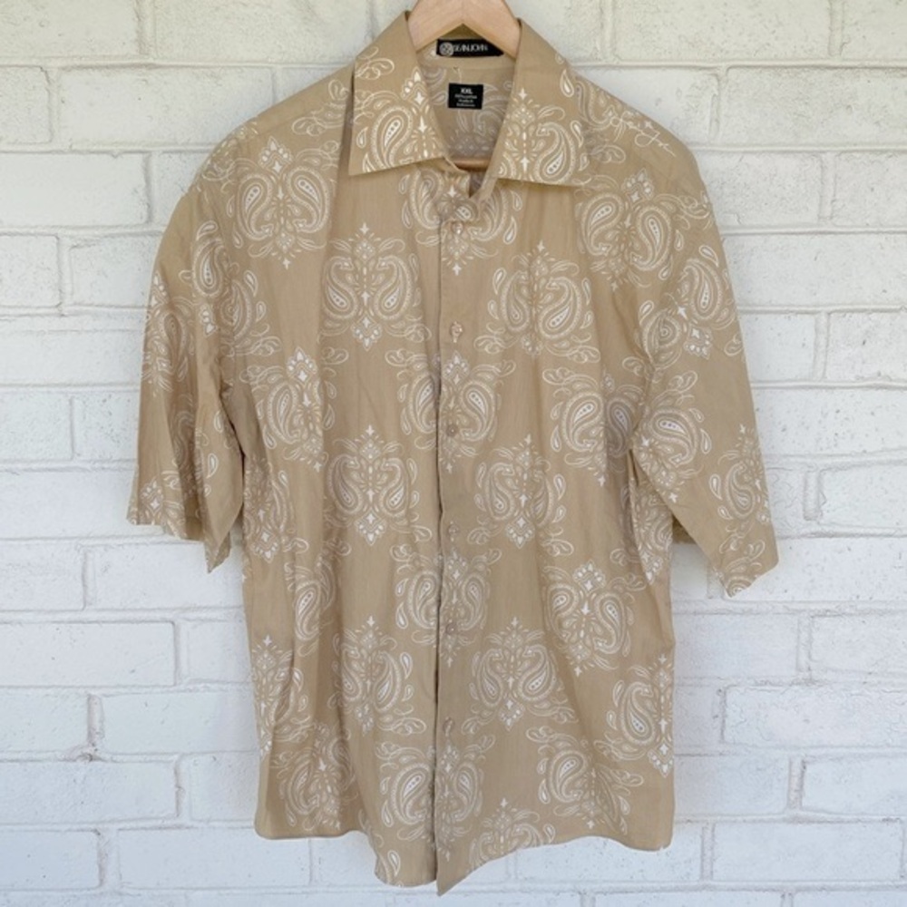 Sean John Short Sleeve Button-Up Cotton Paisley Shirt XXL